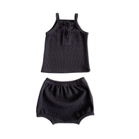 Load image into Gallery viewer, 2 Pieces Set Baby Kid Girls Solid Color Muslin&amp;Ribbed Tank Tops And Shorts Wholesale 220418531
