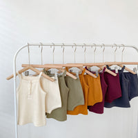 Load image into Gallery viewer, 2 Pieces Set Baby Kid Girls Solid Color Muslin&amp;Ribbed Tank Tops And Shorts Wholesale 220418531
