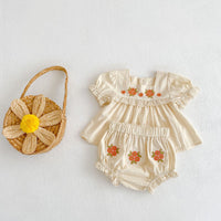 Load image into Gallery viewer, 2 Pieces Set Baby Kid Girls Flower Lace Embroidered Tops And Shorts Wholesale 220418549
