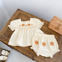 Load image into Gallery viewer, 2 Pieces Set Baby Kid Girls Flower Lace Embroidered Tops And Shorts Wholesale 220418549
