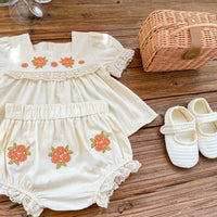 Load image into Gallery viewer, 2 Pieces Set Baby Kid Girls Flower Lace Embroidered Tops And Shorts Wholesale 220418549

