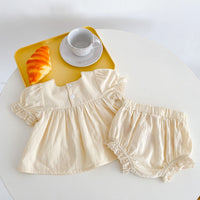 Load image into Gallery viewer, 2 Pieces Set Baby Kid Girls Flower Lace Embroidered Tops And Shorts Wholesale 220418549
