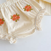 Load image into Gallery viewer, 2 Pieces Set Baby Kid Girls Flower Lace Embroidered Tops And Shorts Wholesale 220418549
