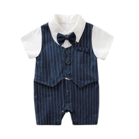 Load image into Gallery viewer, Baby Boys Striped Color-blocking Checked Bow Print Birthday Jumpsuits Wholesale 220418552
