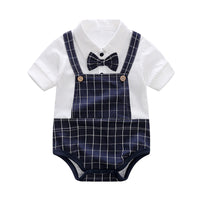 Load image into Gallery viewer, Baby Boys Striped Color-blocking Checked Bow Print Birthday Jumpsuits Wholesale 220418552
