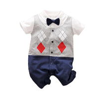 Load image into Gallery viewer, Baby Boys Striped Color-blocking Checked Bow Print Birthday Jumpsuits Wholesale 220418552

