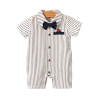 Load image into Gallery viewer, Baby Boys Striped Color-blocking Checked Bow Print Birthday Jumpsuits Wholesale 220418552
