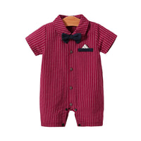 Load image into Gallery viewer, Baby Boys Striped Color-blocking Checked Bow Print Birthday Jumpsuits Wholesale 220418552
