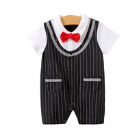 Load image into Gallery viewer, Baby Boys Striped Color-blocking Checked Bow Print Birthday Jumpsuits Wholesale 220418552
