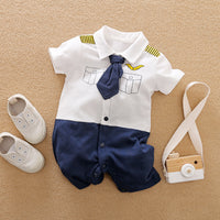 Load image into Gallery viewer, Baby Boys Striped Color-blocking Checked Bow Print Birthday Jumpsuits Wholesale 220418552
