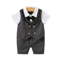 Load image into Gallery viewer, Baby Boys Striped Color-blocking Checked Bow Print Birthday Jumpsuits Wholesale 220418552
