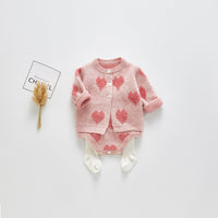 Load image into Gallery viewer, Baby Girls Love heart Crochet Print Cardigan Rompers Wholesale 22041858
