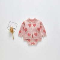 Load image into Gallery viewer, Baby Girls Love heart Crochet Print Cardigan Rompers Wholesale 22041858
