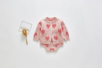 Load image into Gallery viewer, Baby Girls Love heart Crochet Print Cardigan Rompers Wholesale 22041858
