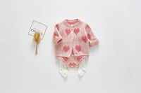 Load image into Gallery viewer, Baby Girls Love heart Crochet Print Cardigan Rompers Wholesale 22041858
