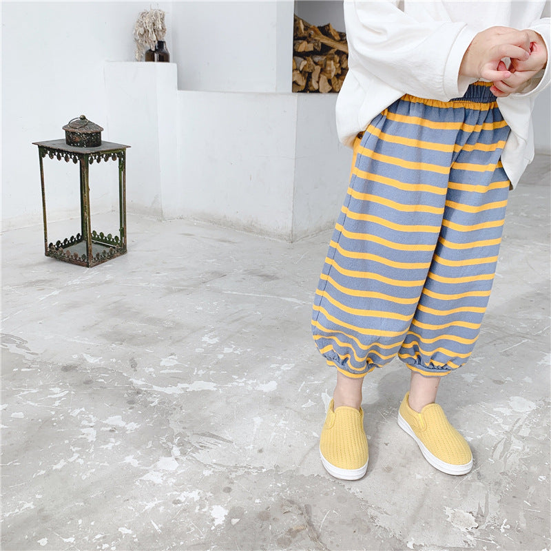 Baby Kid Girls Boys Striped Color-blocking Pants Wholesale 22041867