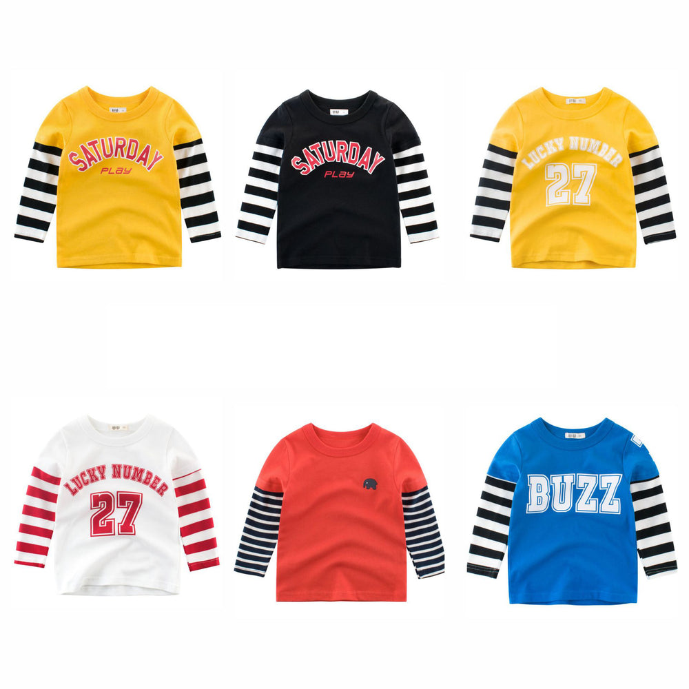 Baby Kid Girls Boys Striped Letters Tops Wholesale 22041878