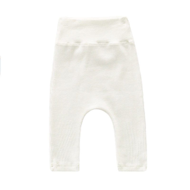 Baby Girls Solid Color Muslin&Ribbed Pants Wholesale 22041897