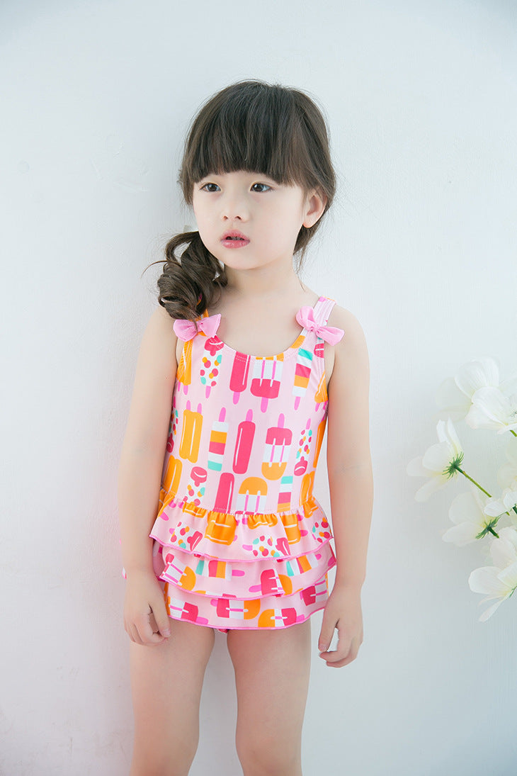 Baby Kid Girls Print Swimwears Wholesale 22041901