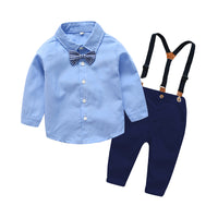 Load image into Gallery viewer, 2 Pieces Set Baby Kid Boys Birthday Party Bow Shirts And Solid Color Jumpsuits Wholesale 22041909
