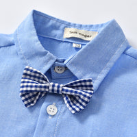 Load image into Gallery viewer, 2 Pieces Set Baby Kid Boys Birthday Party Bow Shirts And Solid Color Jumpsuits Wholesale 22041909
