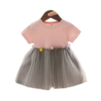 Load image into Gallery viewer, Baby Girls Color-blocking Muslin&amp;Ribbed Dresses Wholesale 22041915
