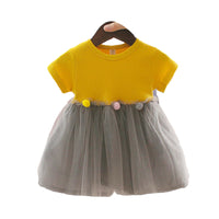 Load image into Gallery viewer, Baby Girls Color-blocking Muslin&amp;Ribbed Dresses Wholesale 22041915
