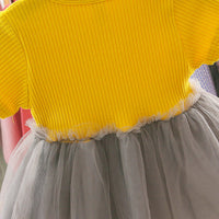 Load image into Gallery viewer, Baby Girls Color-blocking Muslin&amp;Ribbed Dresses Wholesale 22041915
