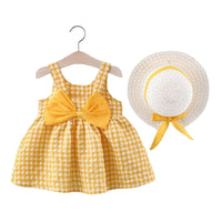Load image into Gallery viewer, 4 Pack Baby Kid Girls Checked Bow Dresses And Hats Wholesale 220419161
