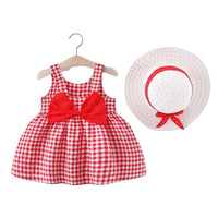 Load image into Gallery viewer, 4 Pack Baby Kid Girls Checked Bow Dresses And Hats Wholesale 220419161
