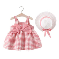 Load image into Gallery viewer, 4 Pack Baby Kid Girls Checked Bow Dresses And Hats Wholesale 220419161
