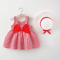 Load image into Gallery viewer, 4 Pack Baby Kid Girls Checked Bow Dresses And Hats Wholesale 220419161
