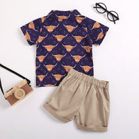 Load image into Gallery viewer, 2 Pieces Set Baby Kid Boys Cartoon Print Shirts And Solid Color Shorts Wholesale 220419174
