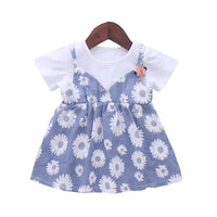 Load image into Gallery viewer, Baby Kid Girls Color-blocking Flower Print Dresses Wholesale 22041918
