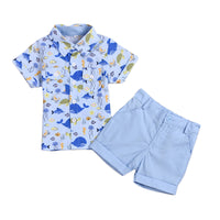 Load image into Gallery viewer, 2 Pieces Set Baby Kid Boys Cartoon Print Shirts And Solid Color Shorts Wholesale 22041921
