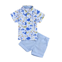 Load image into Gallery viewer, 2 Pieces Set Baby Kid Boys Cartoon Print Shirts And Solid Color Shorts Wholesale 22041921
