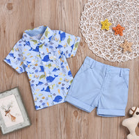 Load image into Gallery viewer, 2 Pieces Set Baby Kid Boys Cartoon Print Shirts And Solid Color Shorts Wholesale 22041921
