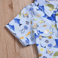 Load image into Gallery viewer, 2 Pieces Set Baby Kid Boys Cartoon Print Shirts And Solid Color Shorts Wholesale 22041921
