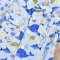 Load image into Gallery viewer, 2 Pieces Set Baby Kid Boys Cartoon Print Shirts And Solid Color Shorts Wholesale 22041921
