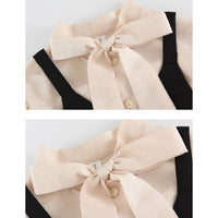 Load image into Gallery viewer, 2 Pieces Set Kid Big Kid Girls Bow Tops And Solid Color Dresses Wholesale 22041924
