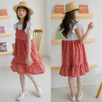 Load image into Gallery viewer, Kid Big Kid Girls Color-blocking Flower Print Dresses Wholesale 22041926
