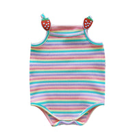 Load image into Gallery viewer, Baby Girls Striped Flower Fruit Wings Muslin&amp;Ribbed Rompers Wholesale 22041934

