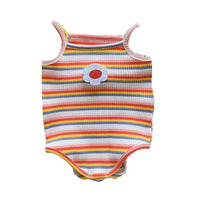 Load image into Gallery viewer, Baby Girls Striped Flower Fruit Wings Muslin&amp;Ribbed Rompers Wholesale 22041934
