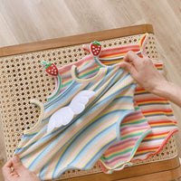 Load image into Gallery viewer, Baby Girls Striped Flower Fruit Wings Muslin&amp;Ribbed Rompers Wholesale 22041934
