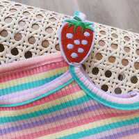 Load image into Gallery viewer, Baby Girls Striped Flower Fruit Wings Muslin&amp;Ribbed Rompers Wholesale 22041934
