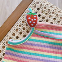 Load image into Gallery viewer, Baby Girls Striped Flower Fruit Wings Muslin&amp;Ribbed Rompers Wholesale 22041934
