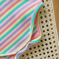 Load image into Gallery viewer, Baby Girls Striped Flower Fruit Wings Muslin&amp;Ribbed Rompers Wholesale 22041934
