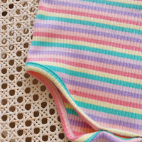 Load image into Gallery viewer, Baby Girls Striped Flower Fruit Wings Muslin&amp;Ribbed Rompers Wholesale 22041934
