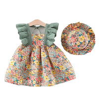 Load image into Gallery viewer, Baby Kid Girls Flower Print Dresses And Hats Wholesale 22041966
