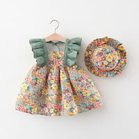 Load image into Gallery viewer, Baby Kid Girls Flower Print Dresses And Hats Wholesale 22041966
